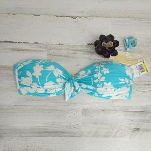 Michael Kors NWT Blue Floral Strapless Bikini Top